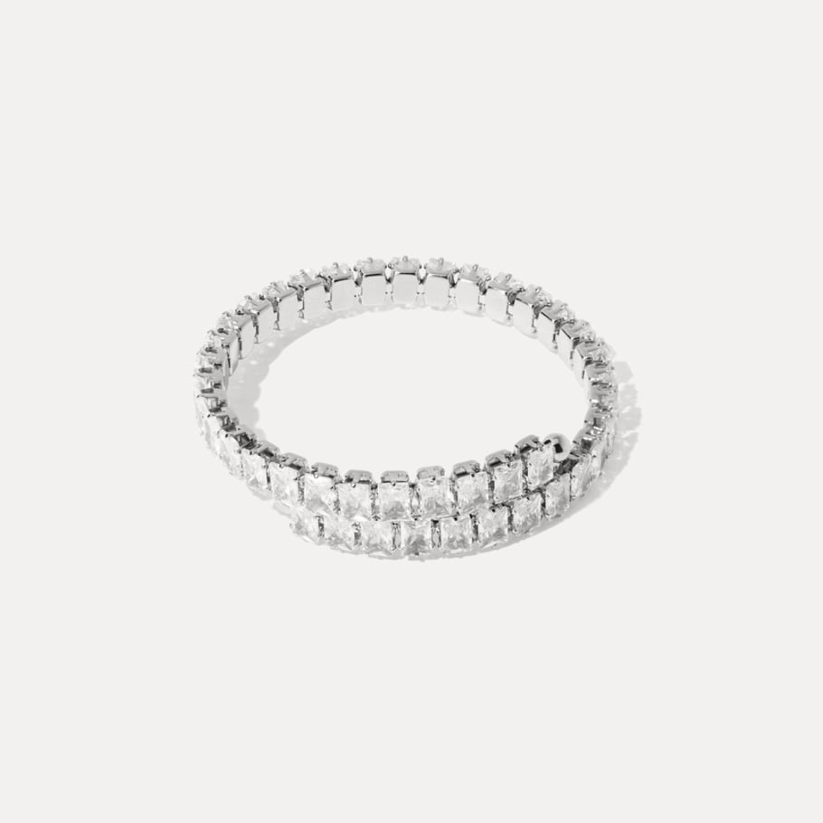1 Piece Luxurious Stainless Steel Gold Color Zircon Cuff Bracelet Picture3