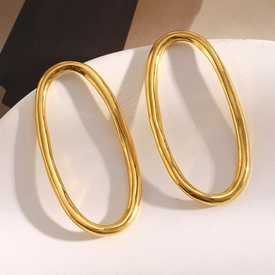 1 Pair Simple Oval Stainless Steel Gold Color Women's Stud Earrings h5 Picture3