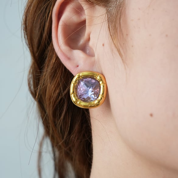 1 Pair Simple Rectangle Stainless Steel  Gold Color  Women's Stud Earrings 2