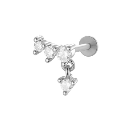 1 Adet Çiçek Ay Bakır Altın Rengi Zirkonyum Piercing Küpe h5 