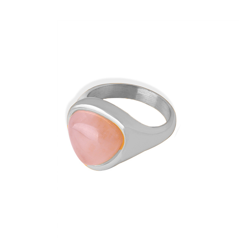 1 Stück Dreieck Naturstein Edelstahl Gold Farbe Damen Edelstein Ringe 