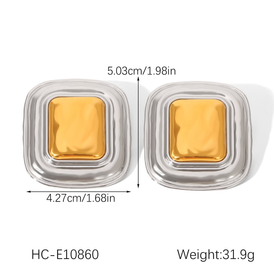 1 Pair Mixed Gold Color And Silver Colors Stainless Steel Women's Stud Earrings h5Picture2