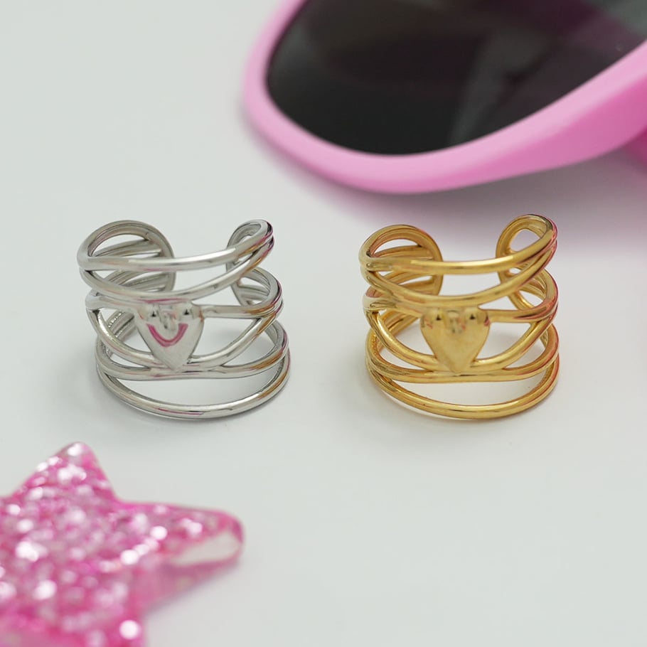 1 Piece Simple  Retro Irregular Shape Heart Stainless Steel  Women's Statement Rings Picture6