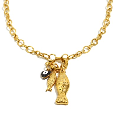 1 Piece Summer Fish Stainless Steel Gold Color Women's Pendant Necklaces h5 