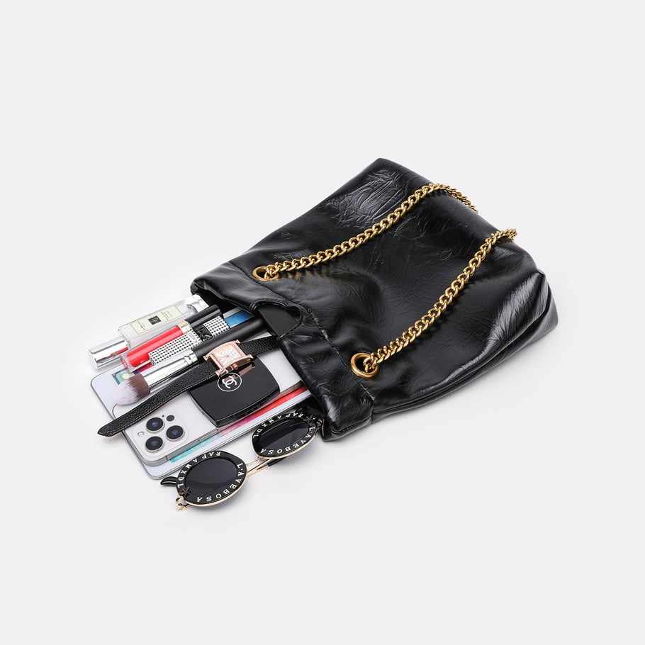 Bolso de mano para mujer de PU de color sólido clásico de serie simple de 1 pieza Imagen4