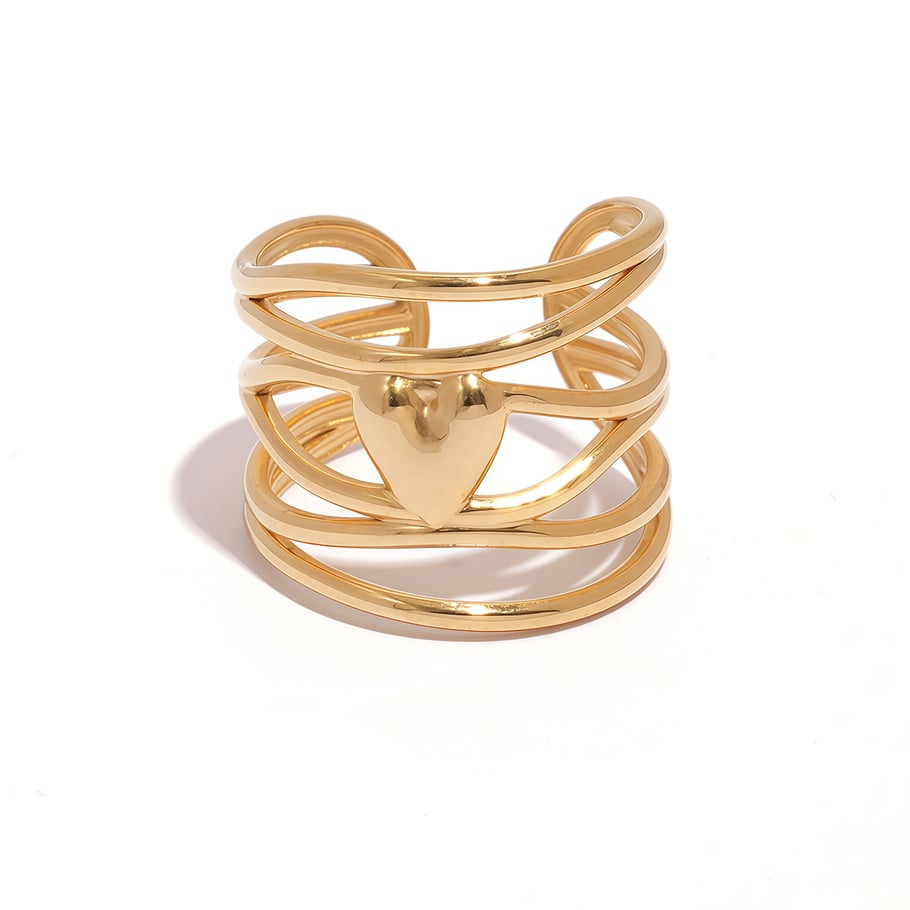1 Piece Simple  Retro Irregular Shape Heart Stainless Steel  Women's Statement Rings 