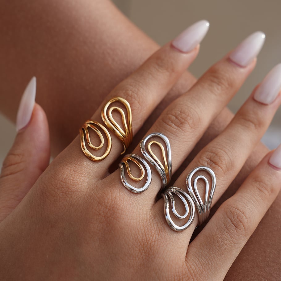 1 Piece Simple Series Retro Circle Stainless Steel  Gold Color  Statement Rings Picture3