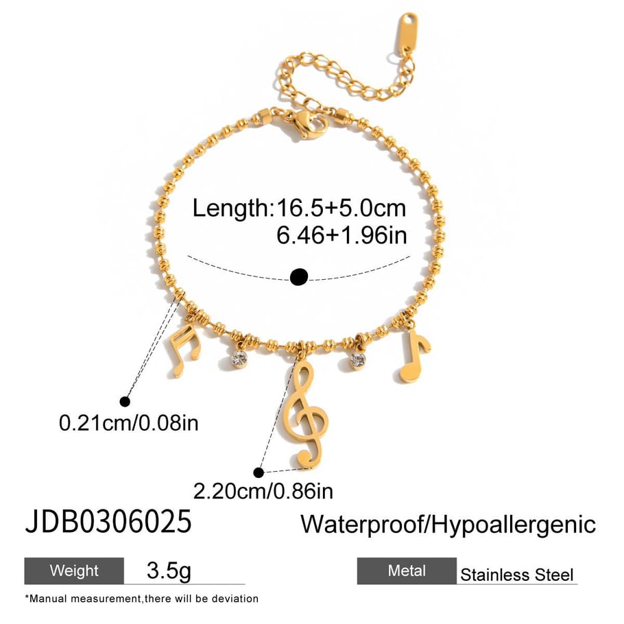 Designable Note Stainless Steel Gold Color Women's Jewelry Sets Picture2