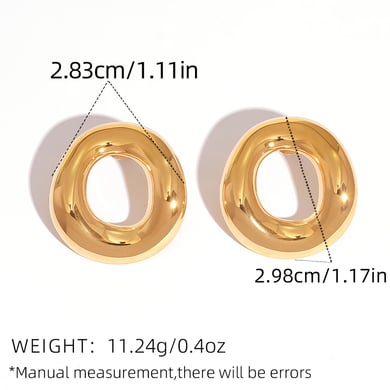 1 Piece Elegant Irregular Shape Stainless Steel  Gold Color  Women's Stud Earrings h5 Picture2