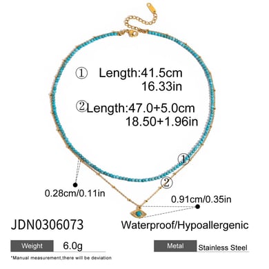 1 Piece Delicate Devil's Eye Calaite Stainless Steel Gold Color Women's Layered Necklaces h5 Picture2
