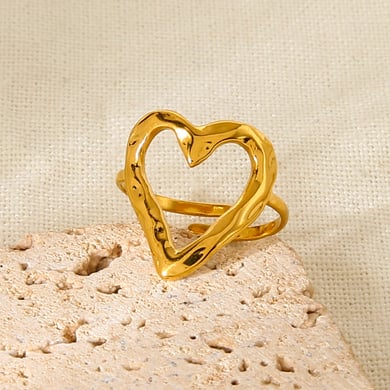 1 Stück romantische einfache Herz Edelstahl Gold Farbe Damen Statement Ringe h5 Bild3