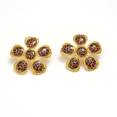 1 Pair Simple Series Natural Flower Stainless Steel  Gold Color  Women's Stud Earrings h5 