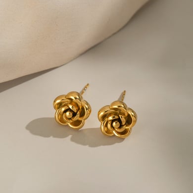 1 Pair Simple Series Flower Stainless Steel Gold Color Women's Stud Earrings h5 Picture4