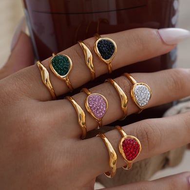 1 Piece Casual Hollowed-out Stainless Steel Gold Color Statement Rings h5 Picture8
