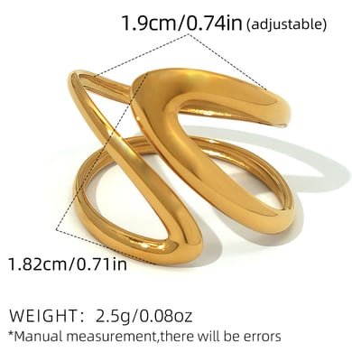 1 Stück Retro Unregelmäßige Form Edelstahl Gold Farbe Damen Statement Ringe h5 Bild2
