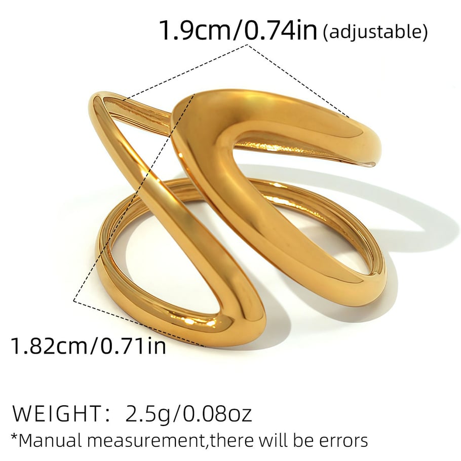 1 Stück Retro Unregelmäßige Form Edelstahl Gold Farbe Damen Statement Ringe Bild2