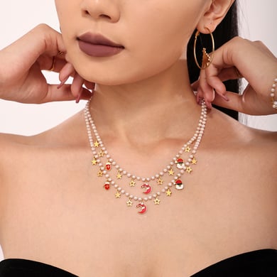 Set di gioielli da donna con conchiglia color oro e guanto di Natale in acciaio inossidabile h5 Immagine4