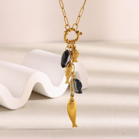 1 Piece Romantic Fish Stainless Steel Gold Color Women's Pendant Necklaces 2