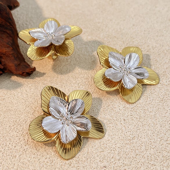 Blumen-Ohrring-Set aus Edelstahl in gemischten Farben 2