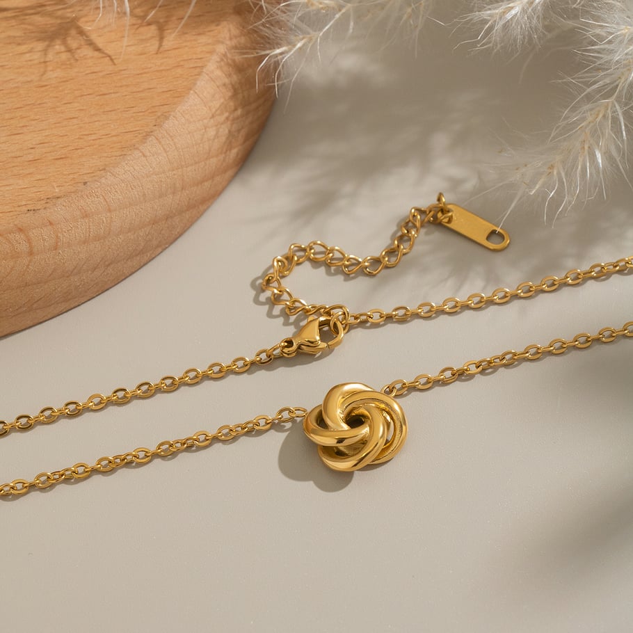 Collana con ciondolo color oro a forma di fiore in acciaio inossidabile da 1 pezzo Immagine3