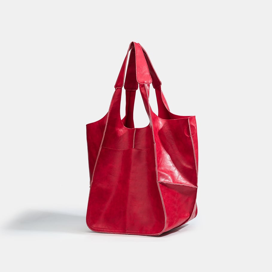Bolso de mano minimalista retro de PU de color sólido para mujer, 1 pieza Imagen3