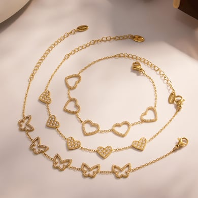 1 Piece Luxurious Butterfly Stainless Steel Gold Color Zircon Women's Chain Bracelets h5 Picture2