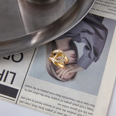 1 pezzo di anelli con dichiarazione in acciaio inossidabile color oro con torsione giornaliera h5 Immagine6