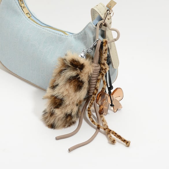 1 Piece Leopard Plush Ball Bag Charm