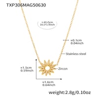 TXP306-White 5A Zircon Sunflower Gold Necklace 40+5cm 