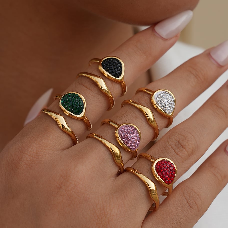 1 Piece Casual Hollowed-out Stainless Steel Gold Color Statement Rings Picture5