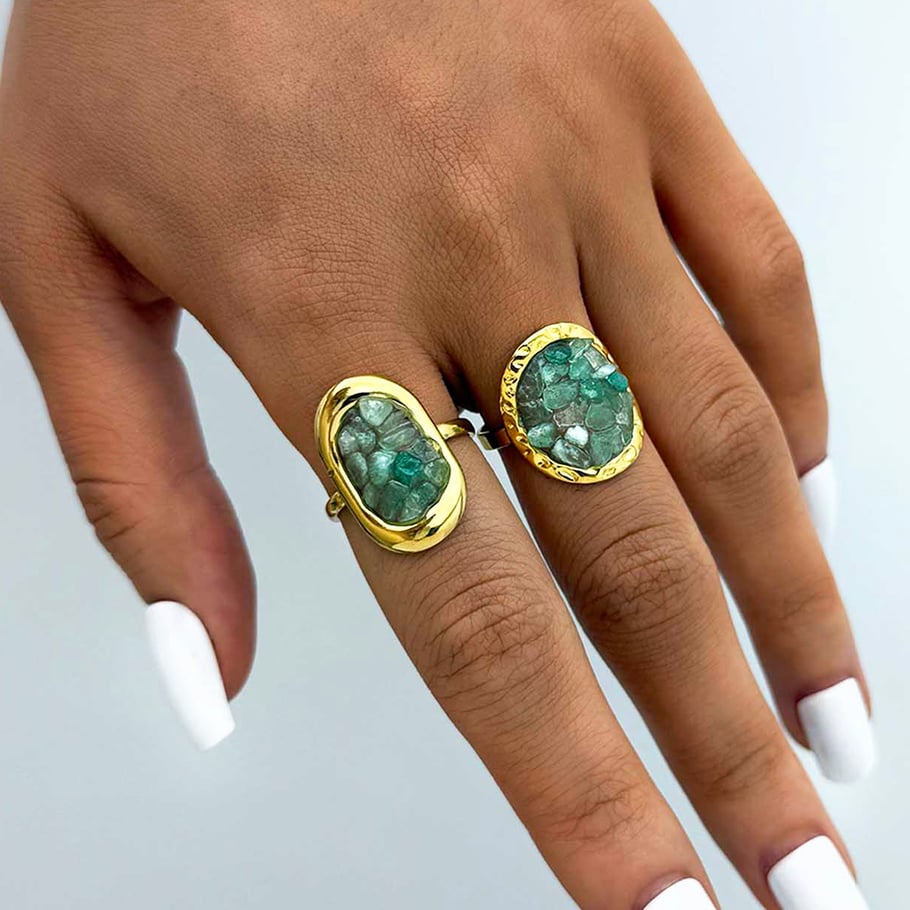 1 Piece  Retro Irregular Shape Stainless Steel  Gold Color  Statement Rings Picture4