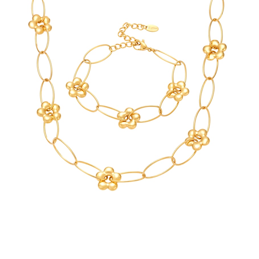 Romantic Flower Stainless Steel Gold Color Women's Jewelry Sets Picture6