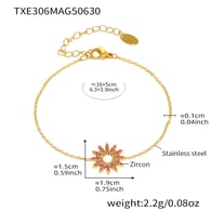 TXE306-Rose Red 5A Zircon Sunflower Gold Bracelet 15+5cm Picture4