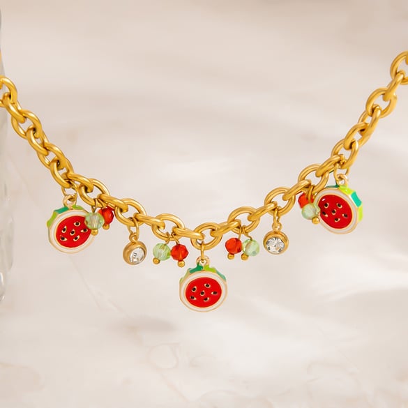 1 Piece Simple Lovely  Fruit Stainless Steel  Gold Color  Women's Charm Bracelets 2