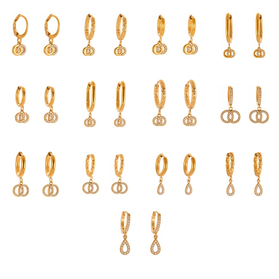 1 Pair Chic Droplet Stainless Steel Gold Color Zircon Women's Drop Earrings Picture6