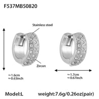 F537-Stahl Farbe Zirkon Ohrringe-L 