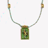 Hand-woven colored rope oil dripping cross tarot card - gold green 
