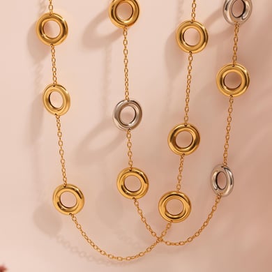 1 Piece Simple Circle Stainless Steel Gold Color Women's Long Necklaces h5 Picture3