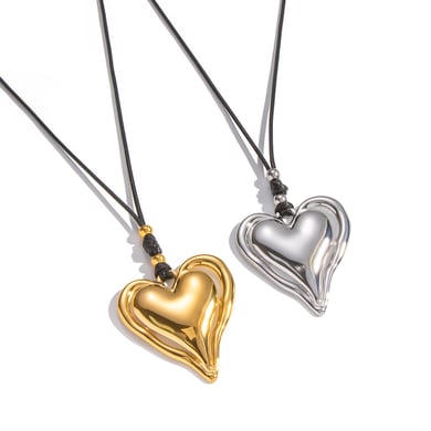 Collana con ciondolo a forma di cuore in acciaio inossidabile color oro, 1 pezzo h5 Immagine6