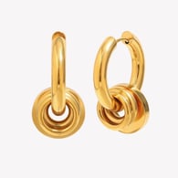 Simple Three-Ring Pendant Earrings-Gold Picture2