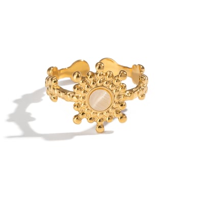 1 Piece Elegant Flower Stainless Steel Natural Stone Women's Gemstone Rings h5 Picture5