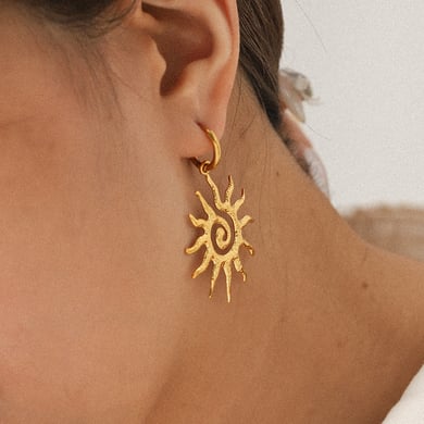 1 Pair Daily Sun Stainless Steel  Gold Color Women's Drop Earrings h5 Picture4