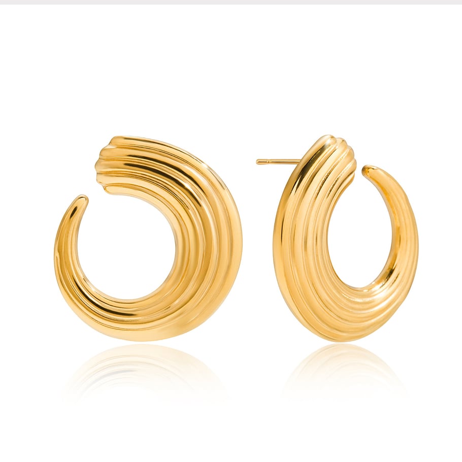 1 par de pendientes de botón de acero inoxidable de color dorado con forma de círculo simple para mujer 