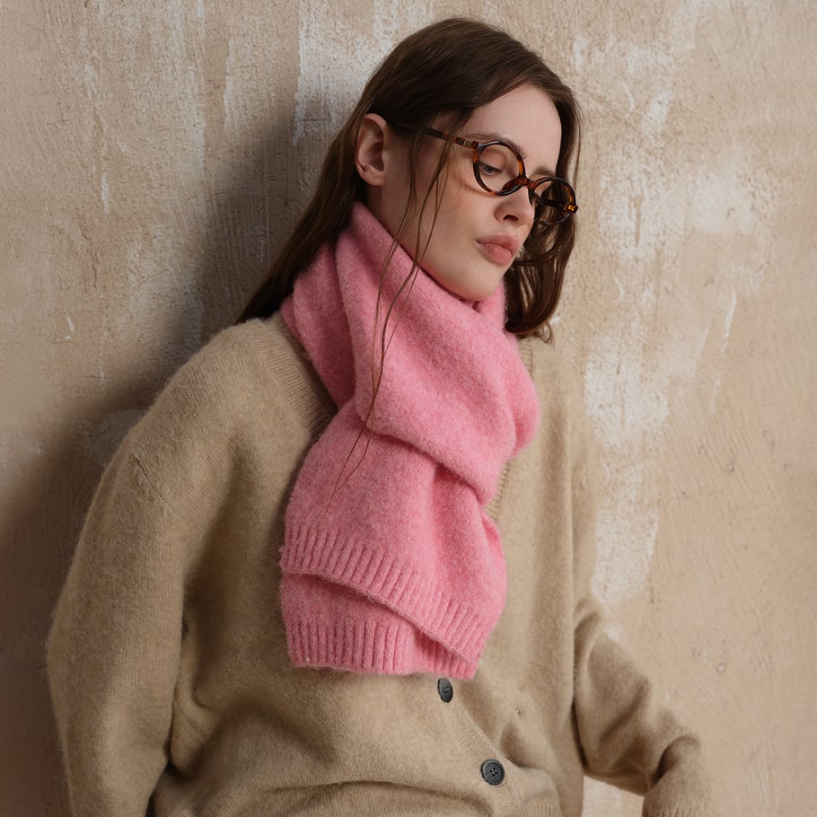 1 pieza elegante bufanda de invierno de fibra sintética de color sólido para mujer Imagen2