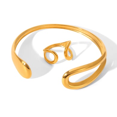 1 Piece Simple  Daily Hollowed-out Stainless Steel  Gold Color  Women's Bangles h5 Picture6