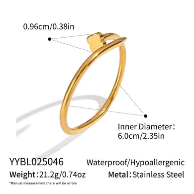 1 Piece Heart Clover Stainless Steel Gold Color Cuff Bracelet h5 