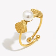 Shell Imitation Pearl Open Ring - Gold 