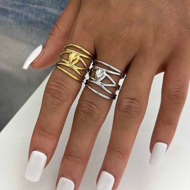 1 Piece Simple  Retro Irregular Shape Heart Stainless Steel  Women's Statement Rings h5 Picture7