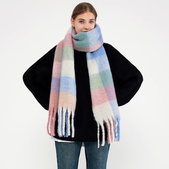 1 Piece Thermal Plaid Polyester Women's Winter Scarves