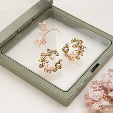 1 Piece Gorgeous Flower Stainless Steel Gold Color Women's Stud Earrings h5 Picture7